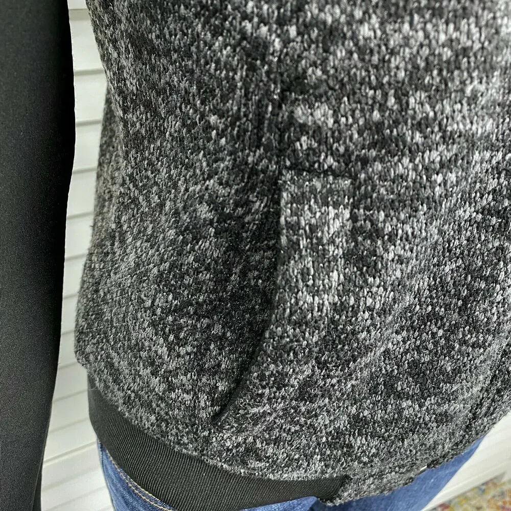 Bebe Sport Black Knit Jacket Scuba Sleeves Logo Patch Womens Size M Olympics '17
